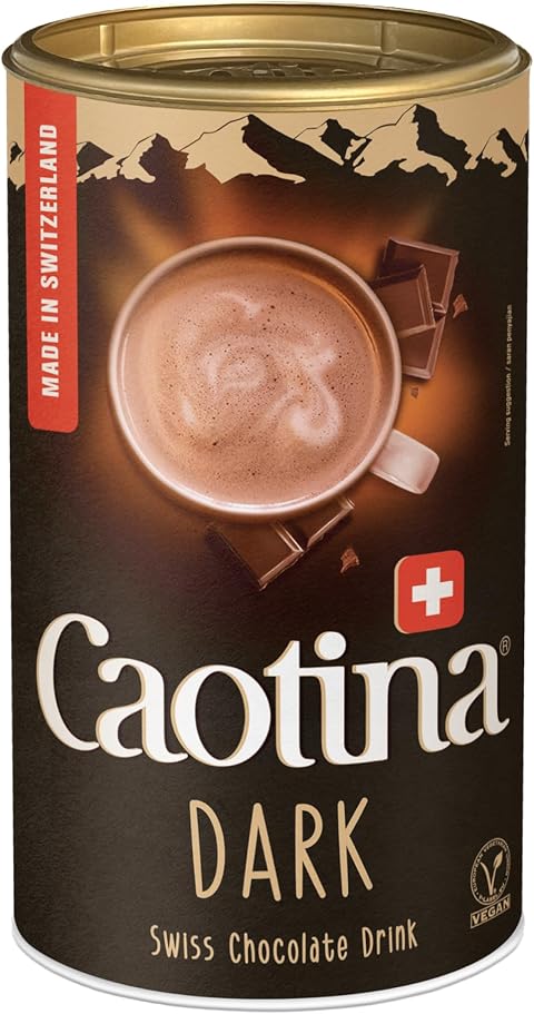 Caotina Dark dunkle Trinkschokolade - Kakao-Pulver für heiße Schokolade mit 45% Kakaoanteil und dunkler Schweizer Schokolade - feinster Cacao nachhaltig und zertifiziert, 500g