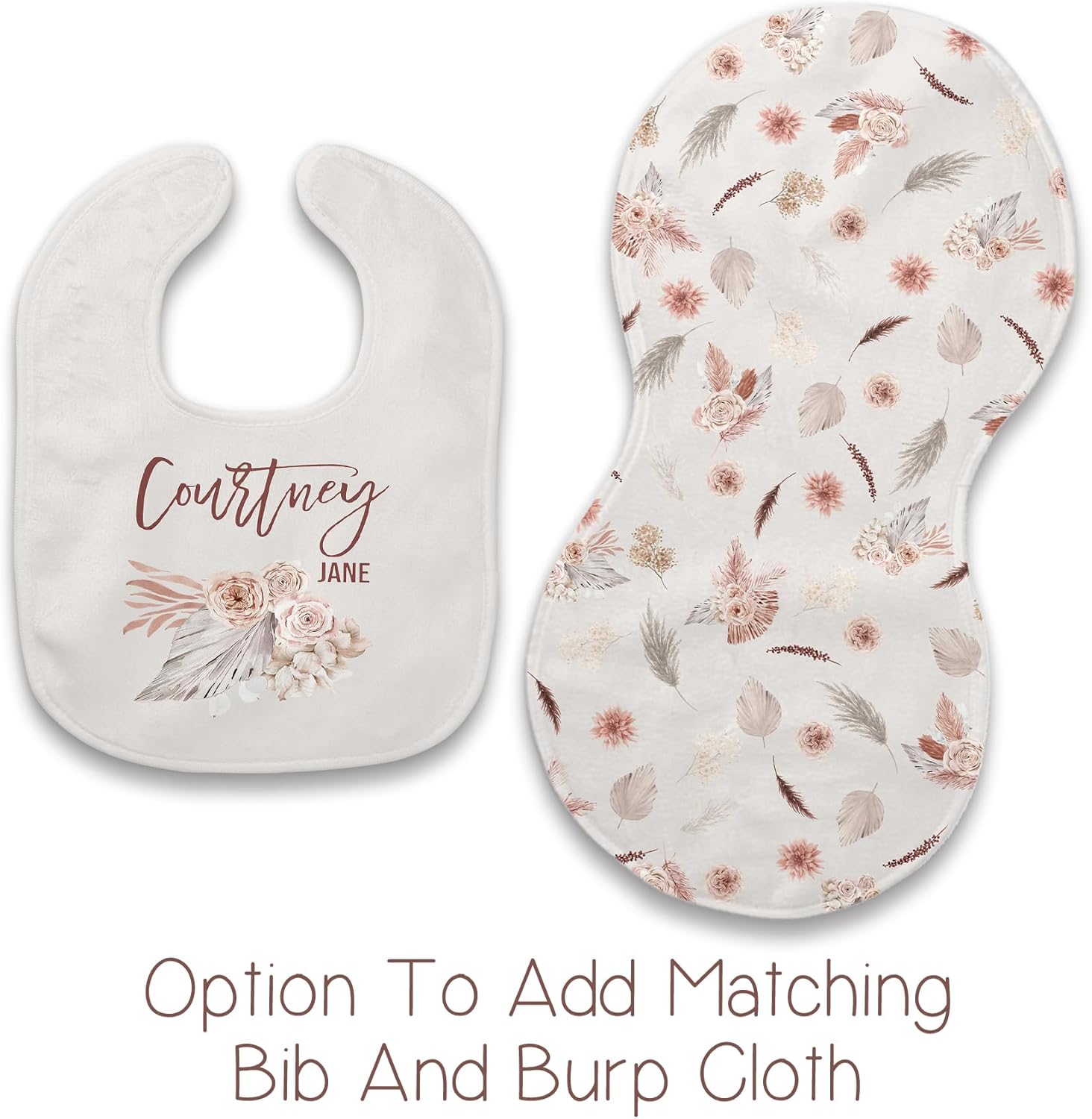 Girls Love A Monogram - Personalzied Custom Boho Floral Baby Blankets for Girls with Name Shower Gift (Beige, 30 X 40 Baby)