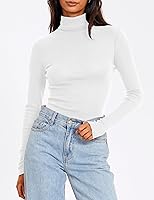 Vista 2 de Trendy Queen Camisas de manga larga con cuello alto para mujer, a la moda, básicas, ajustadas, suaves, térmicas, para otoño