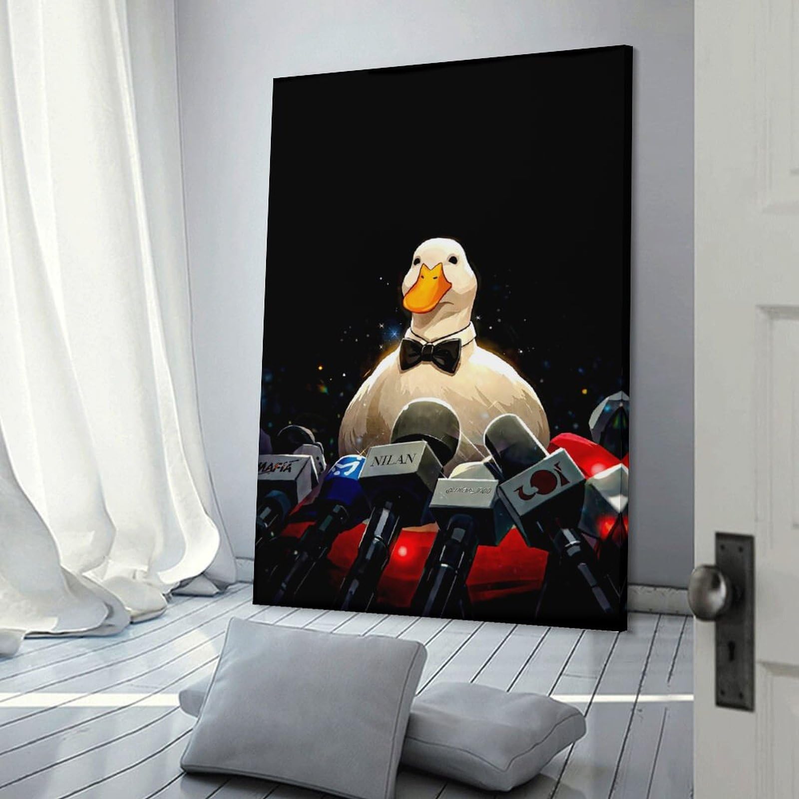 Junmoney Frame-Style-10 Decorative Canvas Print Duck Press Conference, 08X12inch(20X30cm), For Home Office, Desk Area Or Studio, Home Office Artwork With Decorative Appeal
