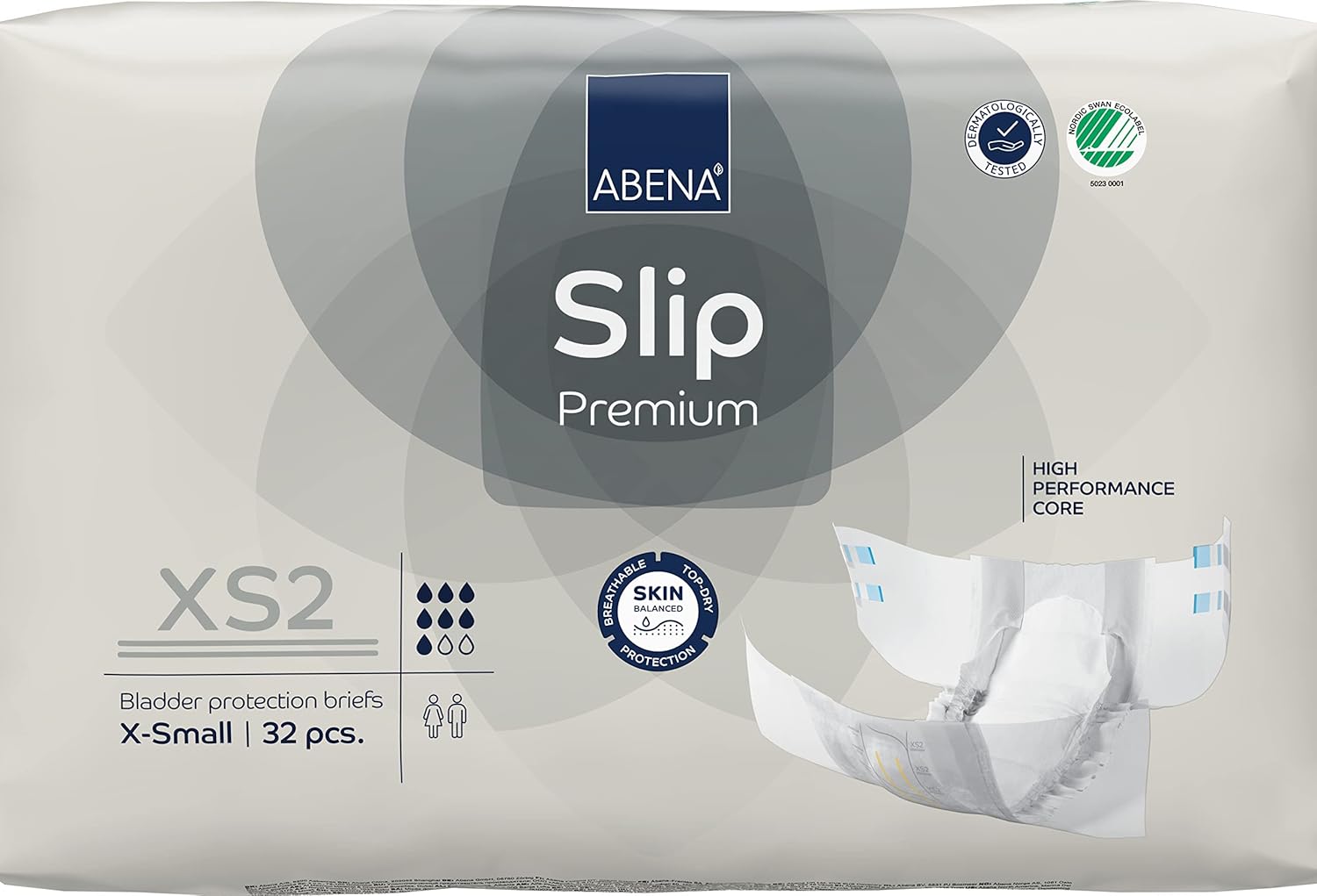 Abena Slip Premium Incontinence Briefs, Level 2, (Extra Small To Extra Large Sizes), Small, 28 Count