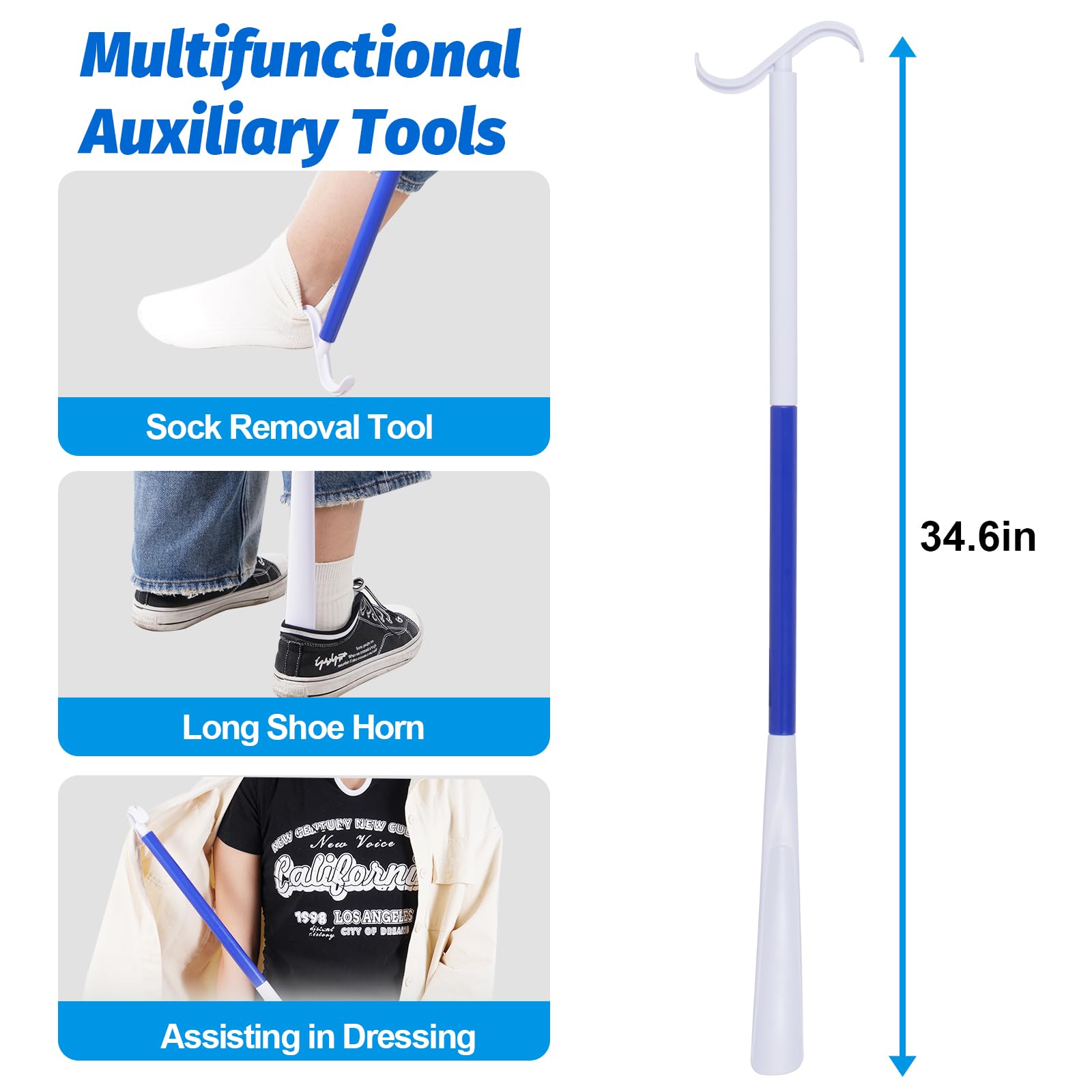 Kit de cadera 6 en 1, adecuado para pacientes de cirugía de rodilla o espalda, kit de recuperación de reemplazo de cadera, alcance plegable, palo de vestir para calzado, ayuda para calcetines,
