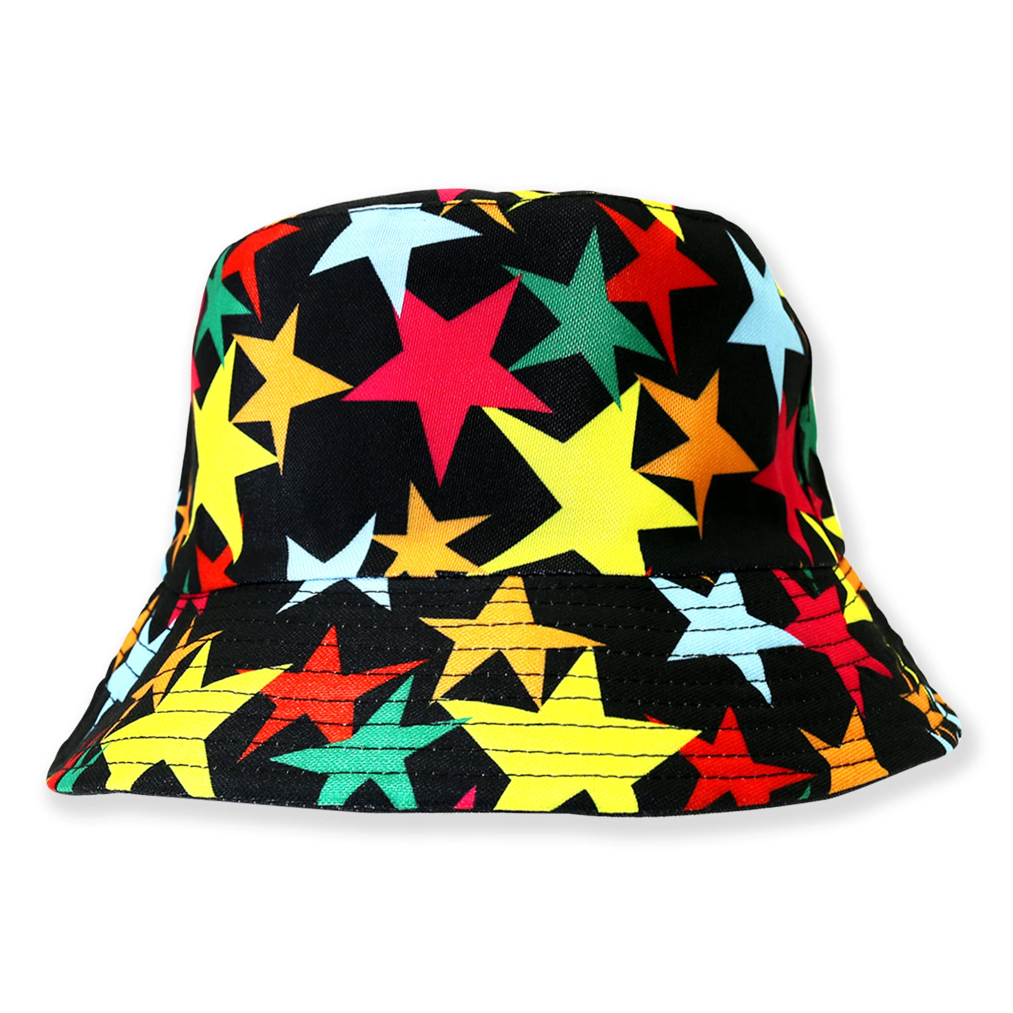 Robelli Unisex Reversible Summer Bucket Hat - Fun Festival Colourful Designs (BH12 MULTICOLOUR STARS) โ image 1