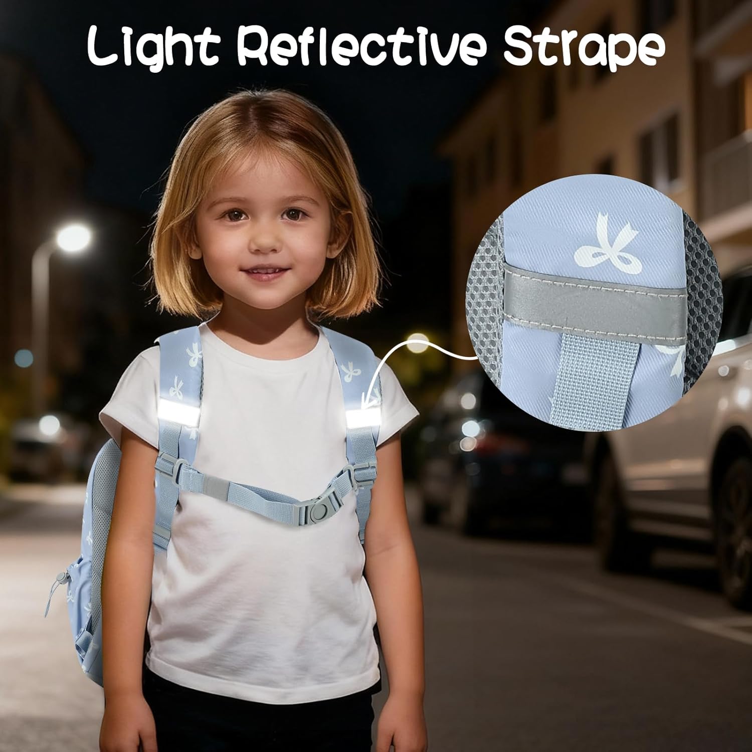 LOIDOU 15" Kids Backpack for Girls 5-8, Dual-Layer Bow Tie Cute Preschool Backpack for kids, Waterproof School Bookbag with Reflective Strip, Ideal Gifts for Birthday, Children's Day, Christmas etc.