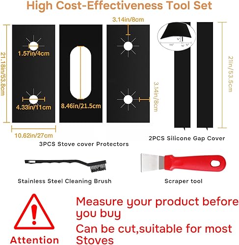 Miniatura 5 de Protectores para estufas de gas, protector de 0.012 in, cubiertas para quemadores de estufa de gas, 3 protectores de alfombrilla de estufa con 2