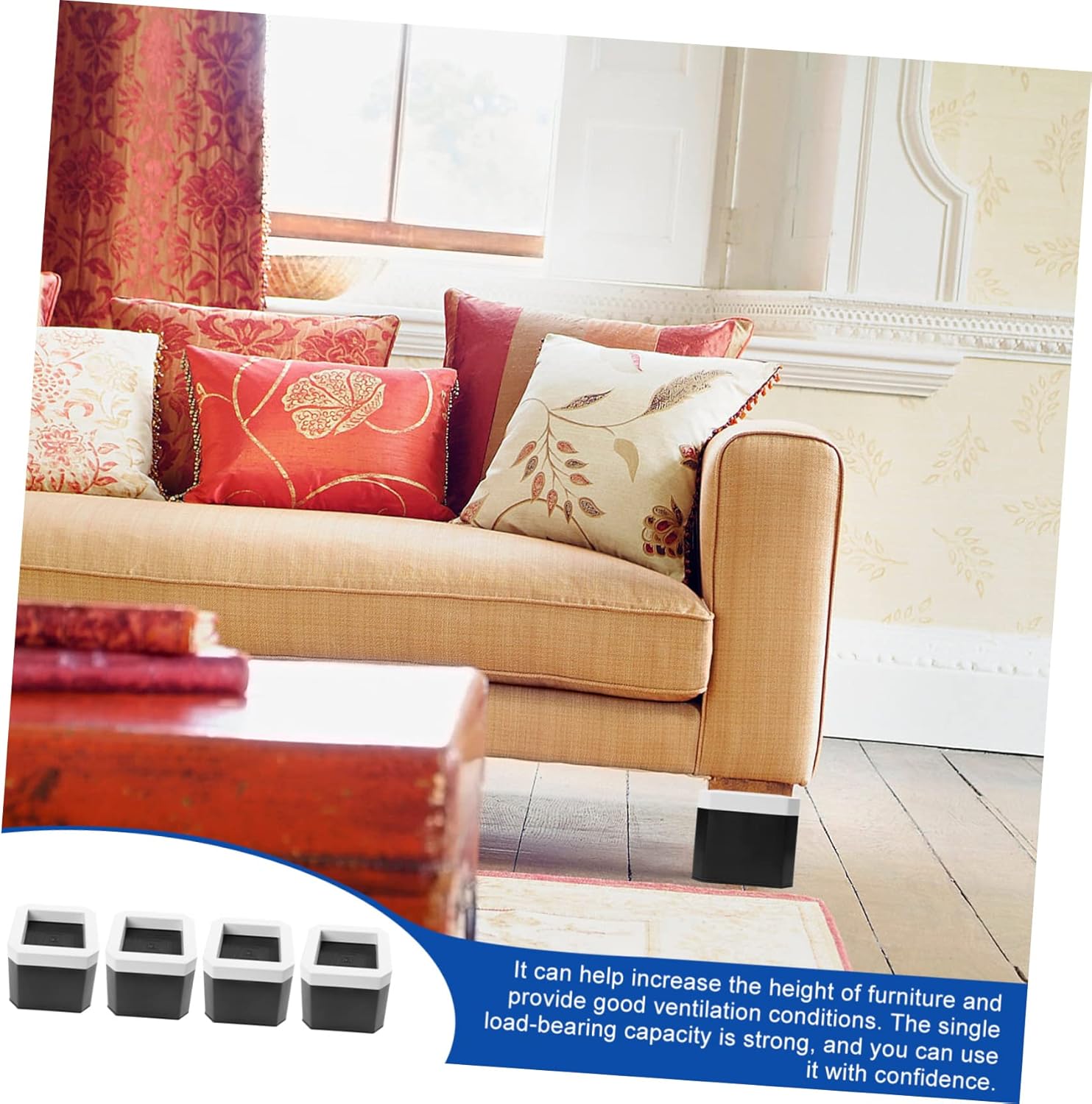 Alipis 4pcs Heavy Duty Bed Elevators Non- Furniture Risers for Bed Sofa Desk and Table Protect Floors and Reduce Noise Design for Stability