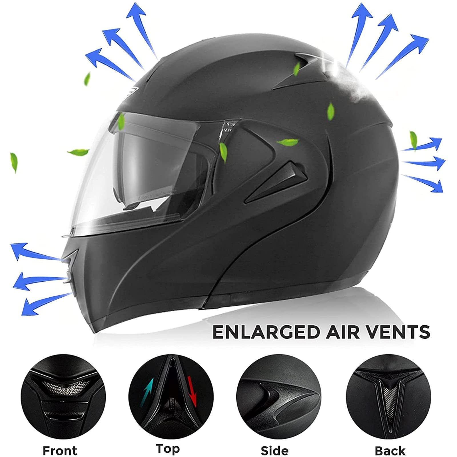 HZIH Cascos Moto Modulares Bluetooth Integrado Cascos Integrales Mujer Hombre ECE Homologado Cascos Abiertos De Moto con Doble Visera Abatible Cascos Moto Ventilado Casco Ligero Moto O,XS=53~54cm