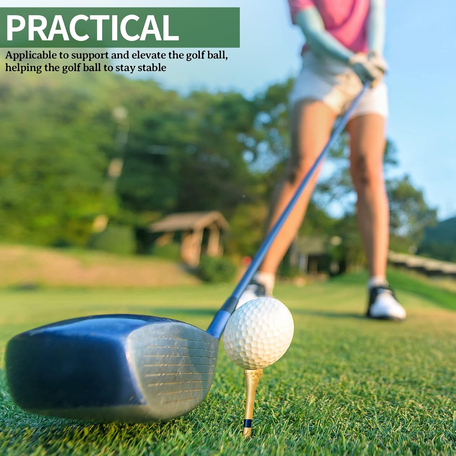 Jadive Bamboo Golf Tees 3-1/4 Inches Stable Long Wooden Tees for Golf Activities, Natural Color and Blue