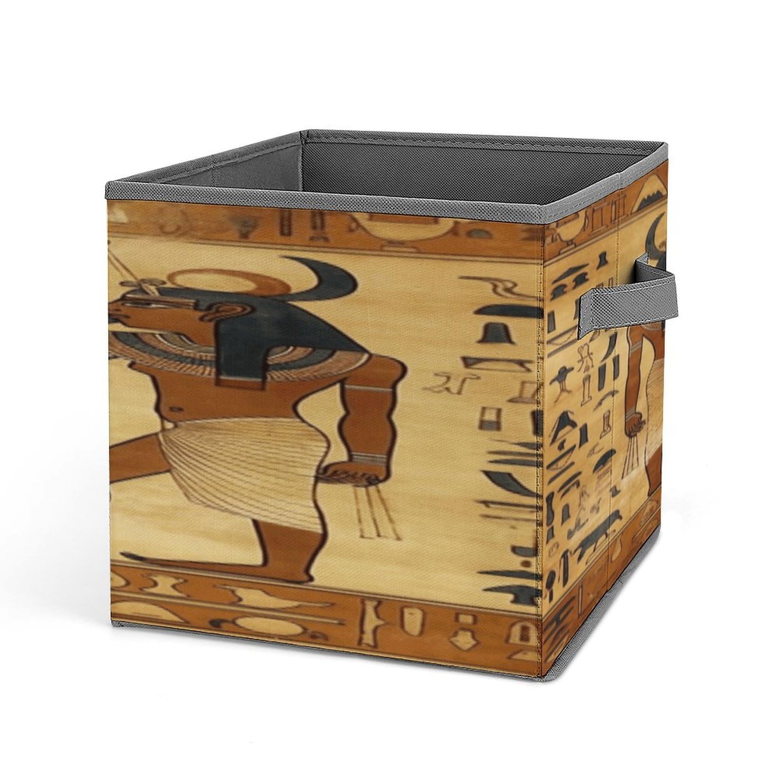 VstaDank Ancient Egyptian Storage Bin Collapsible Storage Cubes Organizer Oxford Cloth Storage Box with Dual Handles Large Stackable Closet Storage Bins for Sheets Hat Sweater