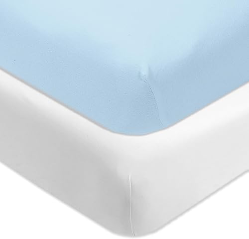 HonestBaby Juego de sábanas bajeras clásicas para cuna, 100% algodón orgánico para bebés, niños y niñas, neutro, paquete de 2 unidades, patrón de