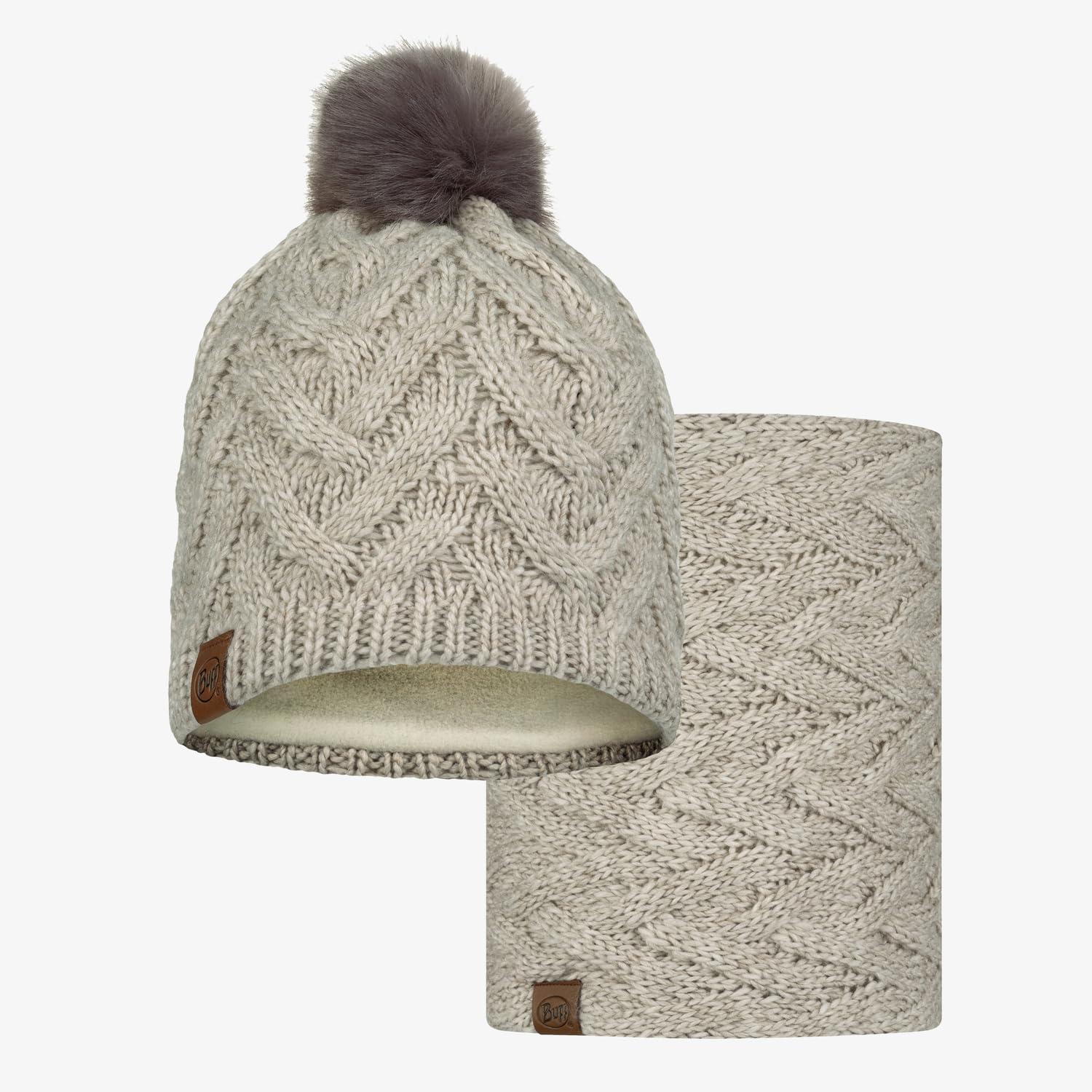 Dúo Pack Knitted & Fleece Band Gorro Caryn Cru Beige y Knitted & Fleece Braga de cuello Caryn Cru Beige Talla única Adulto