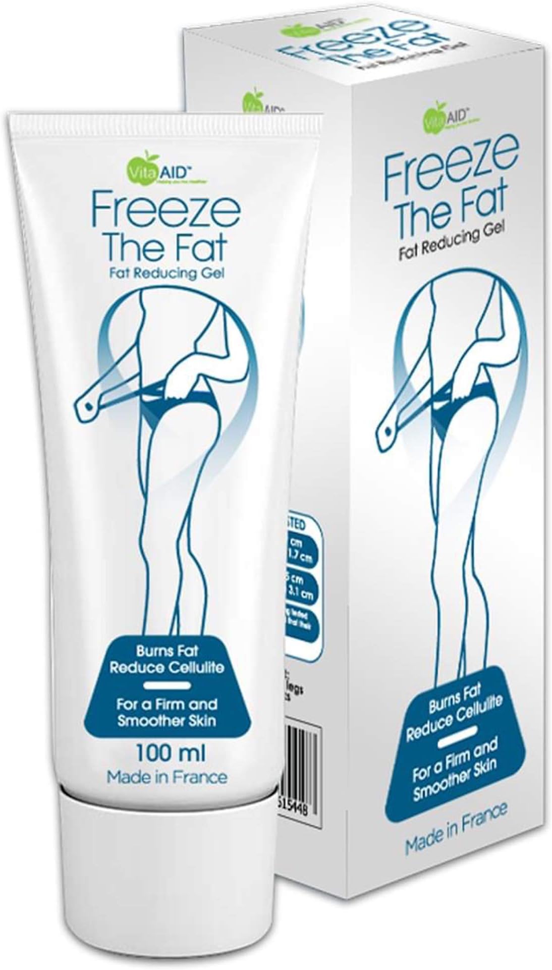 VitaAid Freeze The Fat - Cryo Shape Belly Fat Freezer Gel – Body Sculpting Fat Burning Cream for Belly, Thighs, Hips, Buttocks and Arms – French Anti-Cellulite Cream, 100ml