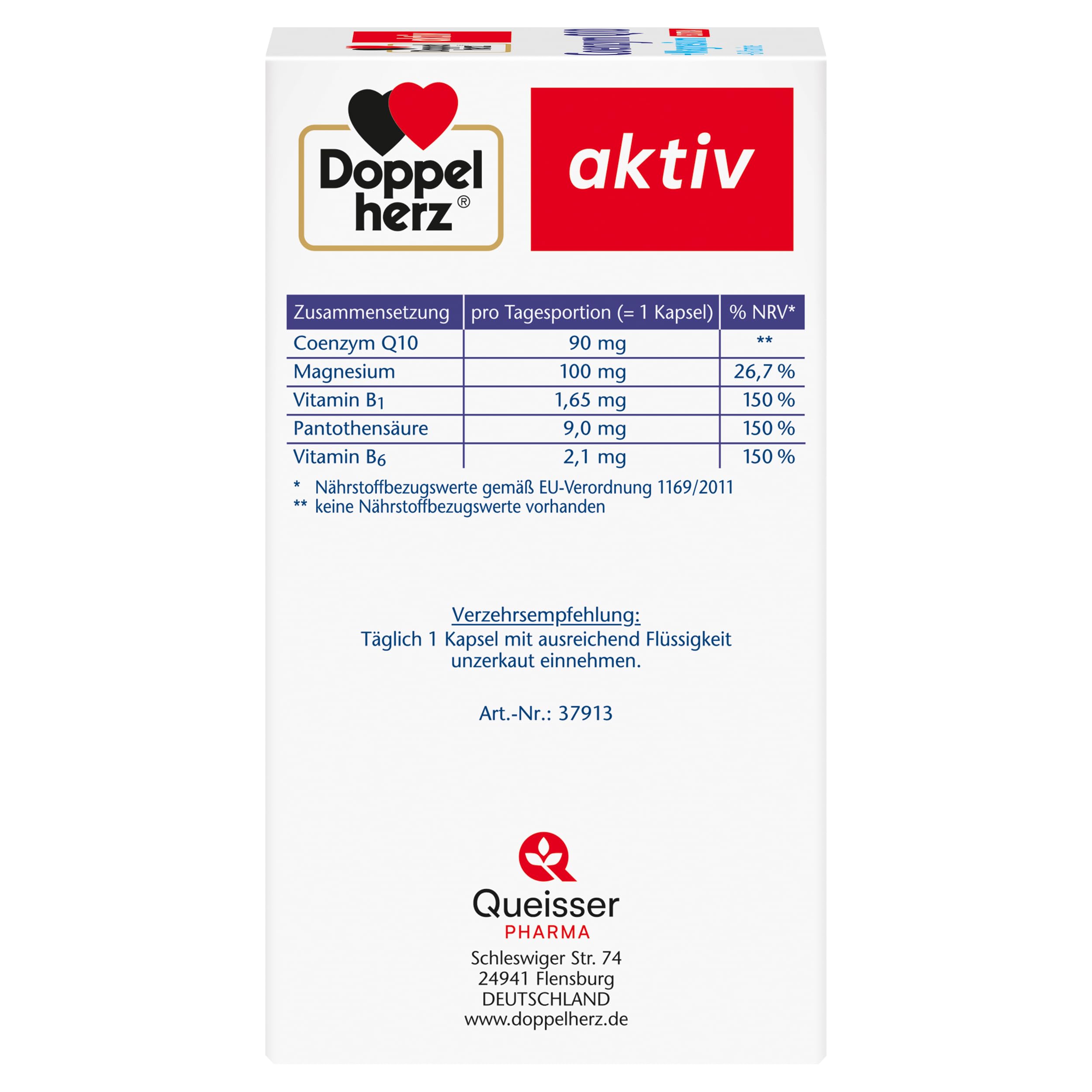 Doppelherz Coenzym Q10 + Magnesium EXTRA + B-Vitamine - 90 mg hochdosiert Coenzym Q10 Ubiquinon pro Tagesportion in einer Kapsel - 90 Kapseln