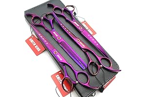 SmithKING 4-Piece Professional Pet Grooming Scissors Set - Ideal for Dog Grooming (Violet)