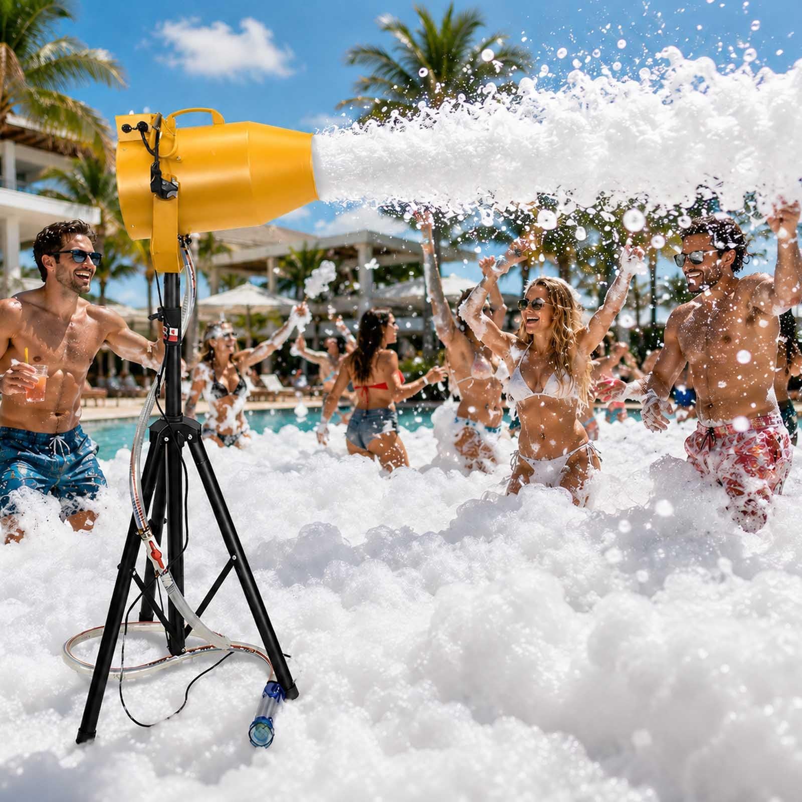 aromaoveite 1000w Foam Machine Party Jet, High Power Foam Party Machine With Adjustable Tripod, Outdoor Bubble Machine For Parties, Stage Effect Foam Blower For Pool, Birthday, Wedding Events yellow