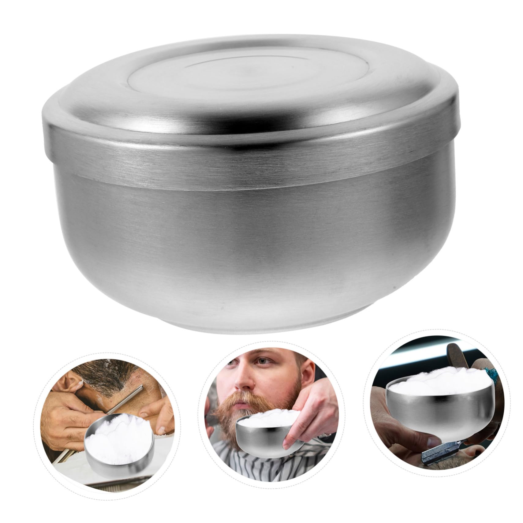 minkissy 4 Stück Rasierschüssel Aus Edelstahl Mit Deckel 11 X 11 X 6 5 Cm Für Den Heim-barbershop