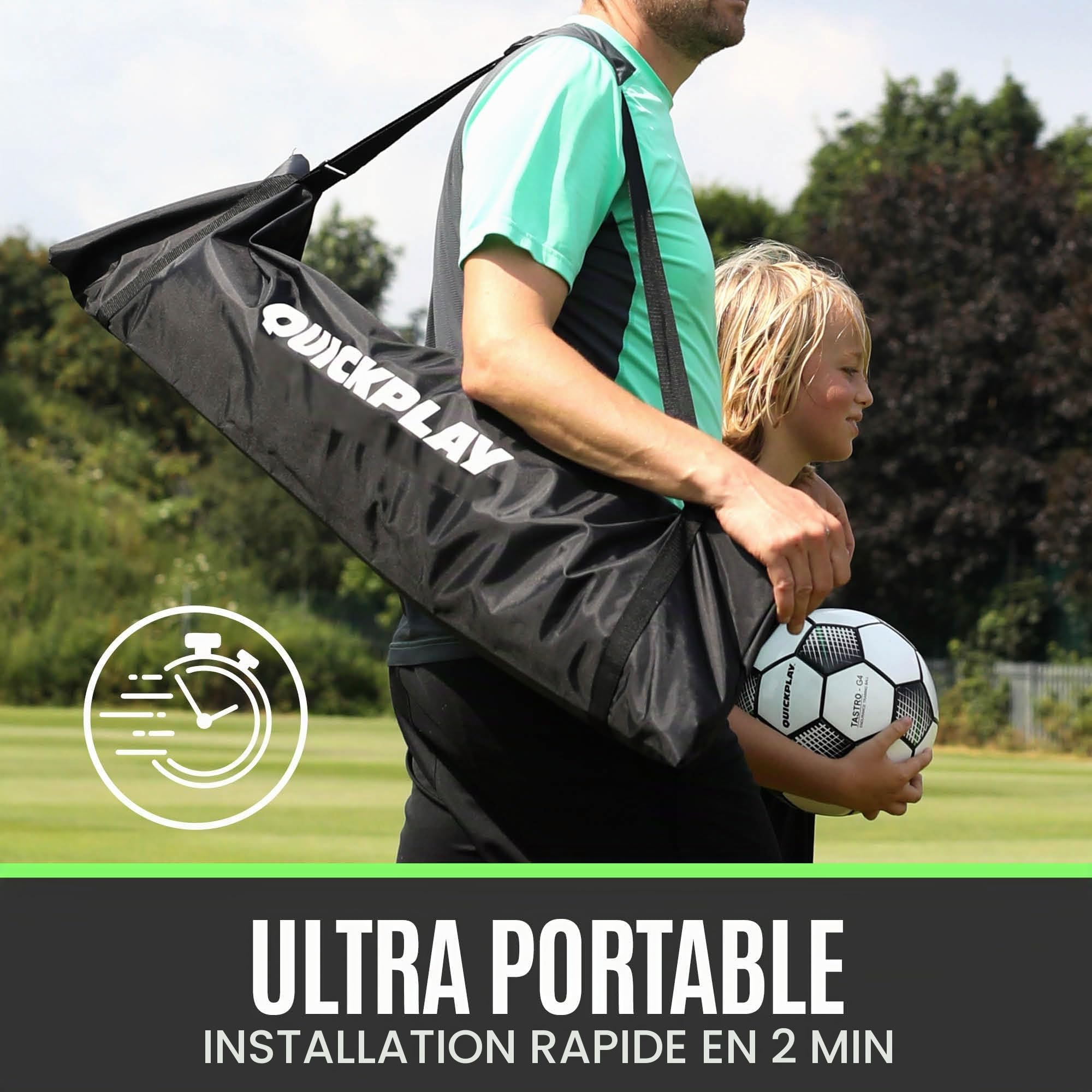 QUICKPLAY Spot Rebondisseur de Foot | Entrainement Ballon Multisport - Application d’Entrainement eCOACHE | Filet Rebondisseur de Ballon pour Le Contrôle et la Précision (3 Tailles)…