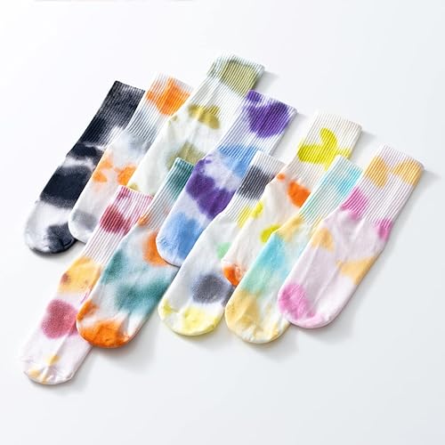 Miniatura 8 de Yoga Pilates Socks with Grips for Women Non Slip Colorful Tie Dye Cushioned Crew Socks for Barre Ballet Dance