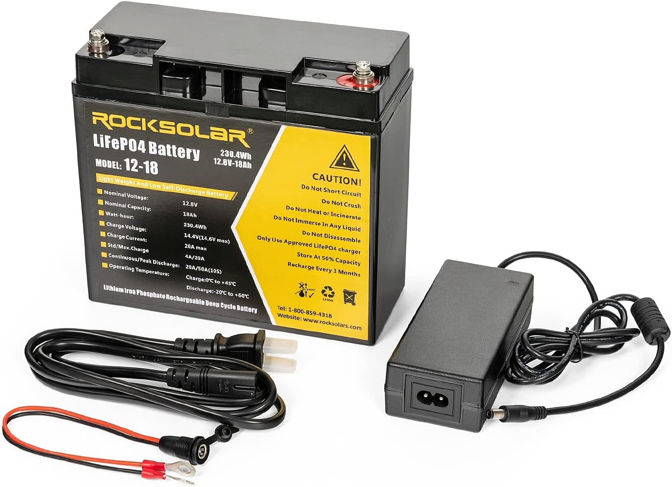 ROCKSOLAR 12V 18Ah Deep Cycle LiFePO4 Battery with LiFePO4 Battery