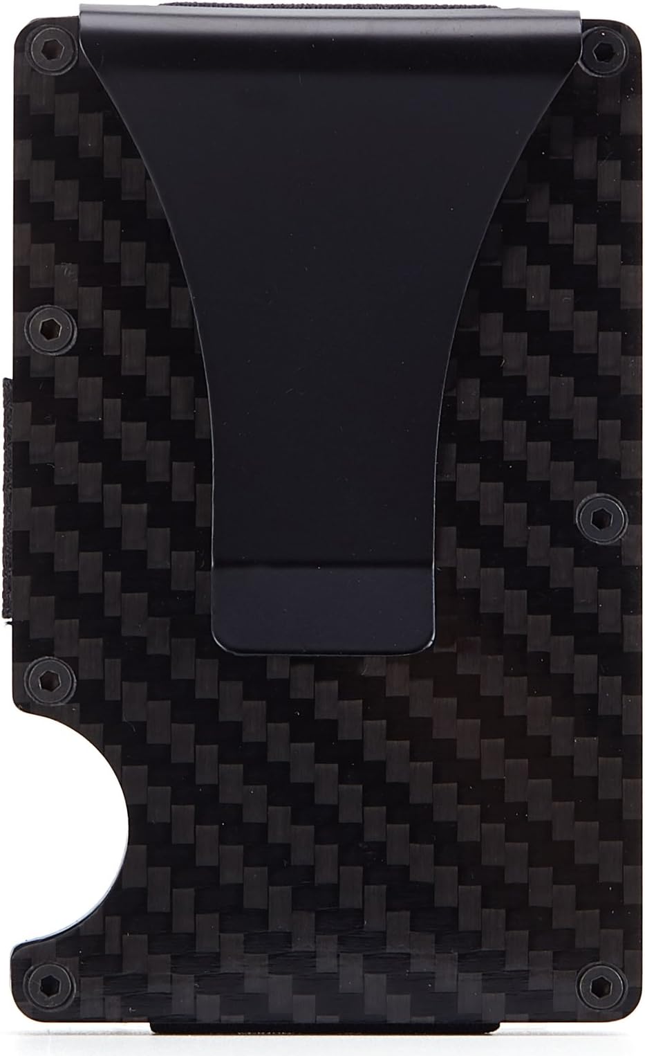 Aluminum Slim Wallet Front Pocket Wallet & Money Clip Minimalist Wallet RFID Blocking (Carbon Fiber Black)