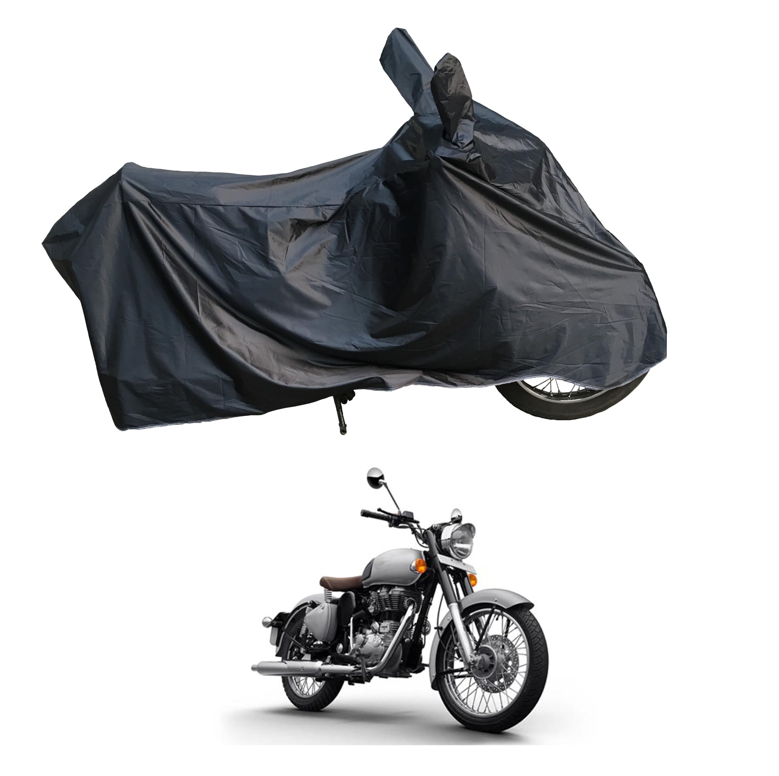 RiderShine Dust & Waterproof Bike Body Cover Compatible with Classic 350 with Double Mirror Pocket Black (B0DJBZJ7FQ) Amazon Price History, Amazon Price Tracker