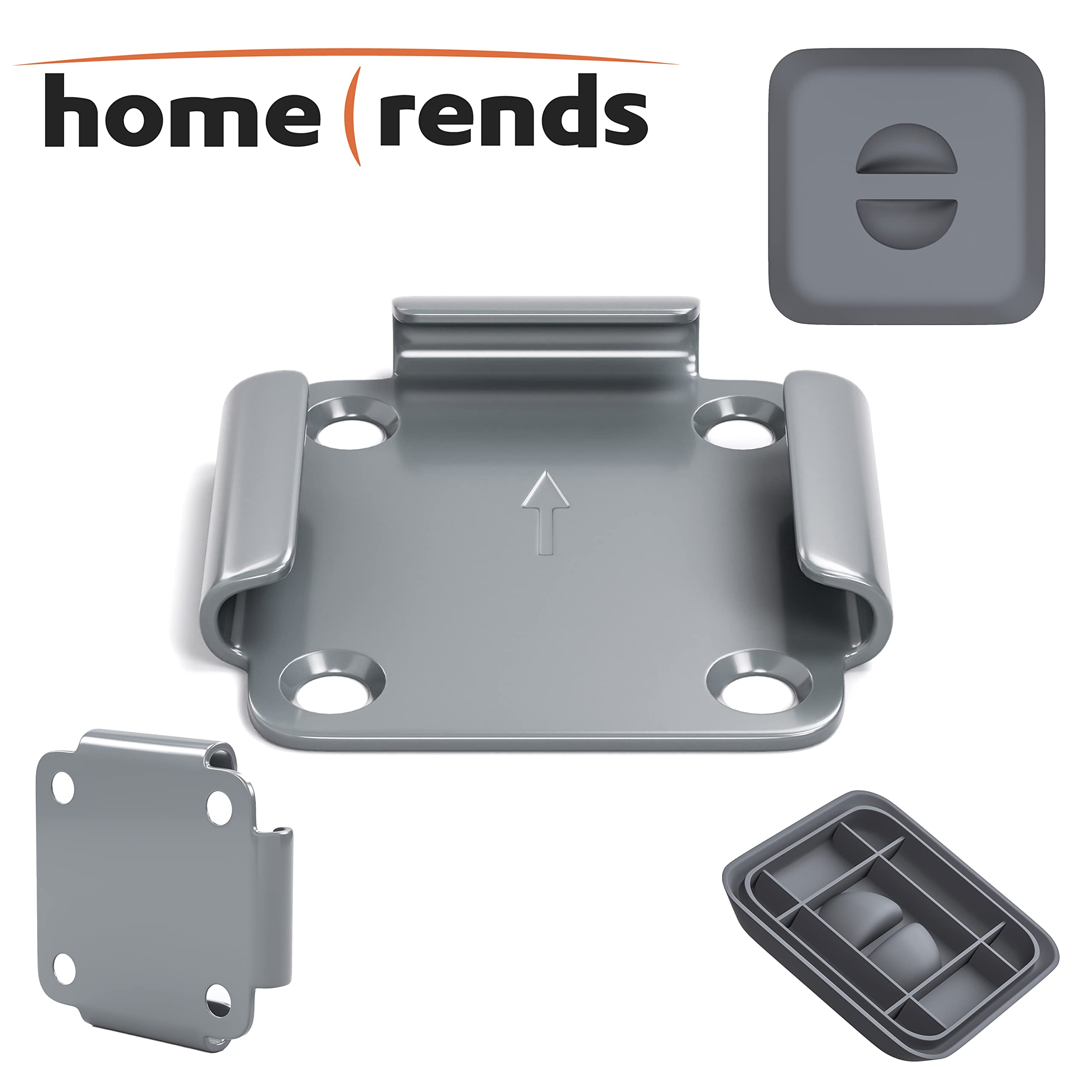 home Trends Support de sol pour stores latéraux, plaque métallique avec couvercle en plastique acier anthracite, plaque métallique avec couvercle en plastique, plaque de fond, convient pour les stores