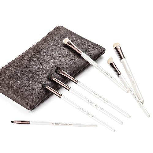 Miniatura 4 de SIXPLUS 7 Unids Pearly White Eyeshadow Brush Set Professional Eye Brushes con bolsa portátil