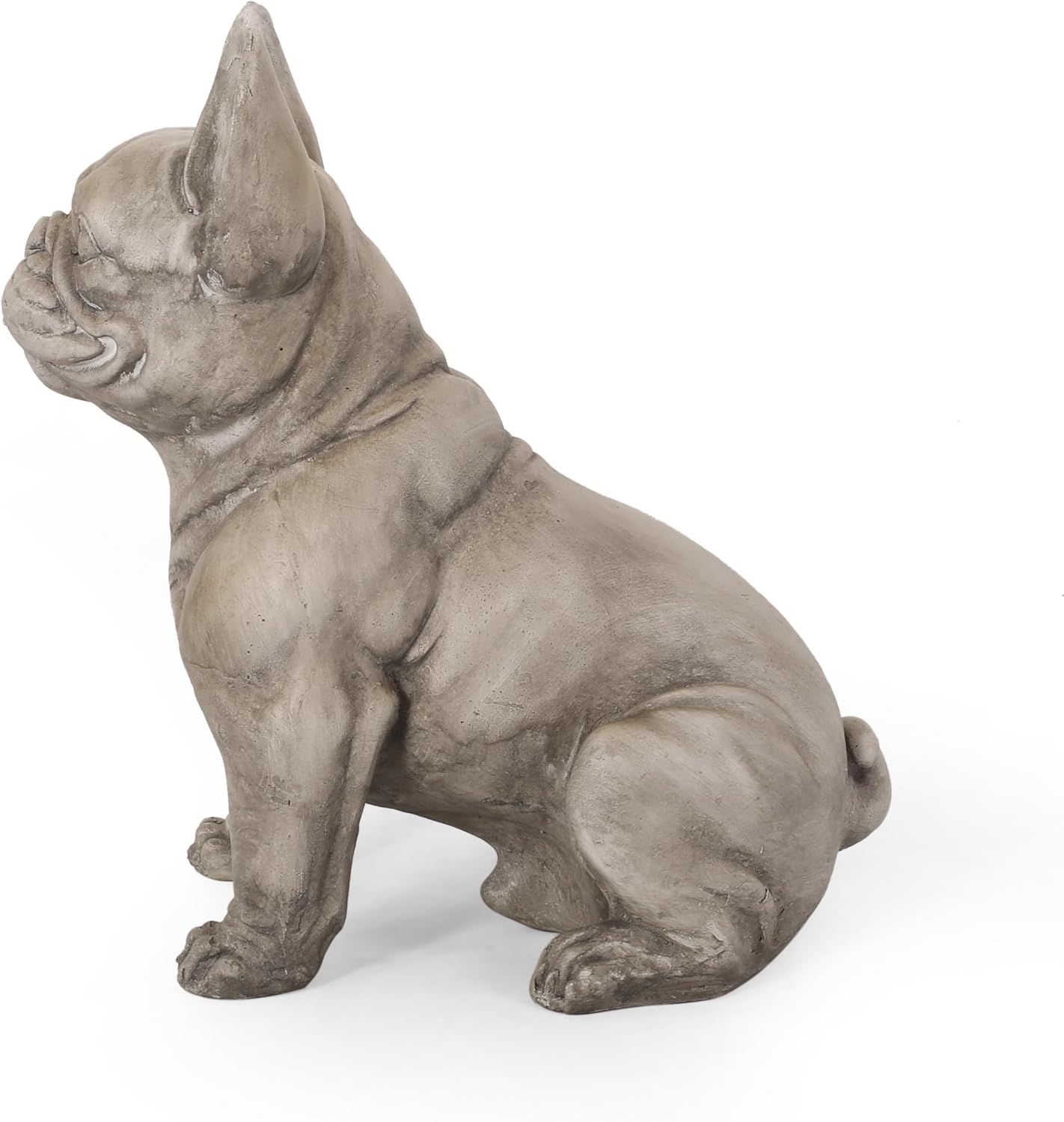 Polibi French Bulldog Garden Statue Outdoor - Dog Statue Garden Decor, Adorable Frenchie Dog Sculpture for Patio, Backyard, Lawn, Lightweight Concrete Cast Stone, 17" Height, No Assembly (Gray)