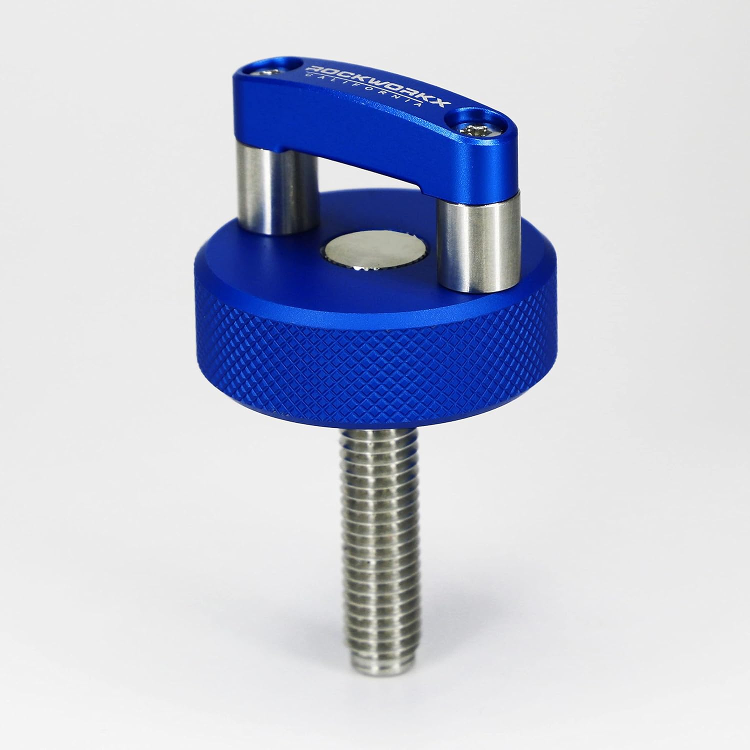ROCKWORKX Blue Billet Aluminum JKU Hard Top Quick Removal Fastener Thumb Screw, Integrated D Ring