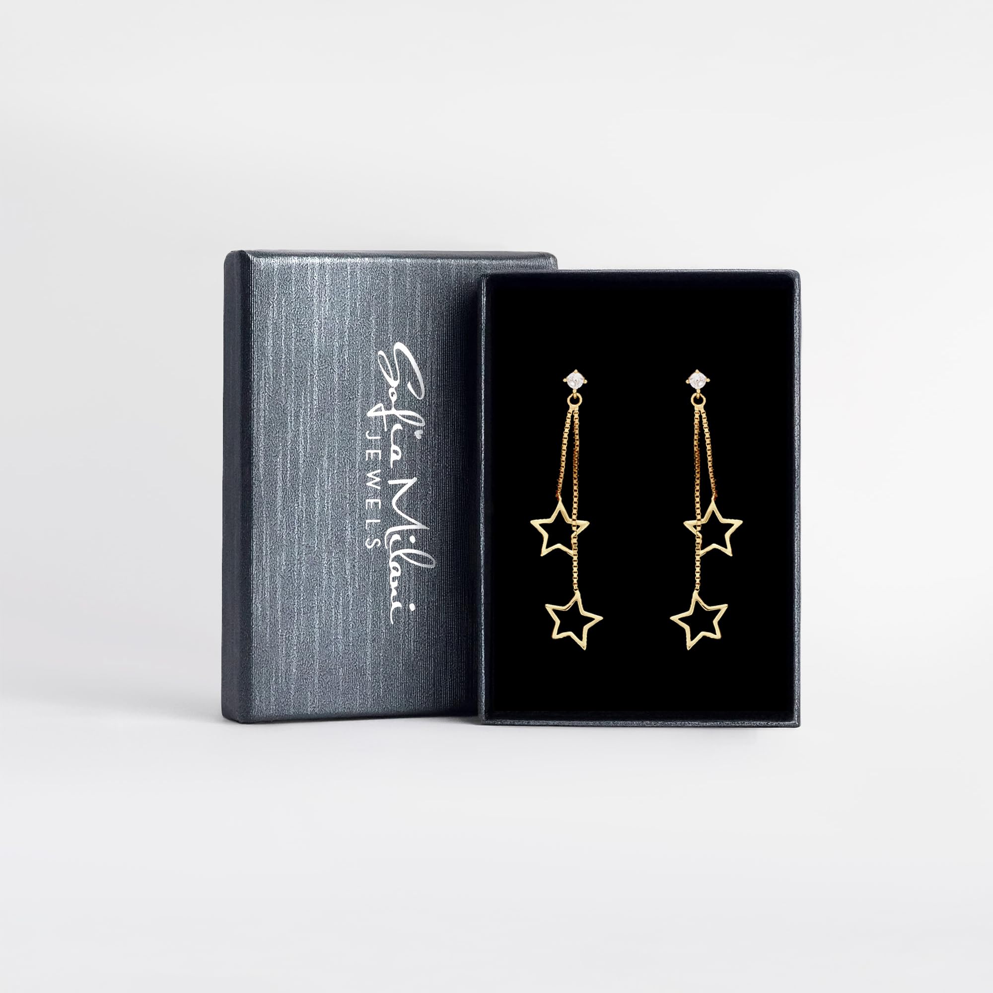 SOFIA MILANI - Pendientes para Mujeres en Plata de Ley 925 - Con Circonitas - Pendiente Colgante de Estrella