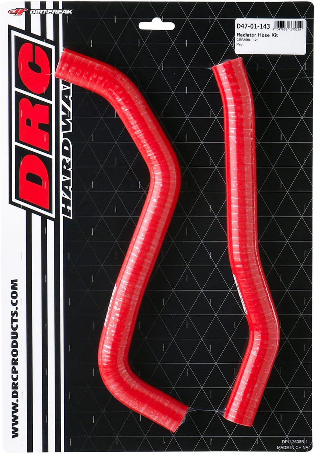 DRC Radiator Hose Kit Compatible with Honda CRF250L/M (12-20) CRF250RALLY (17-20) RED D47-01-143