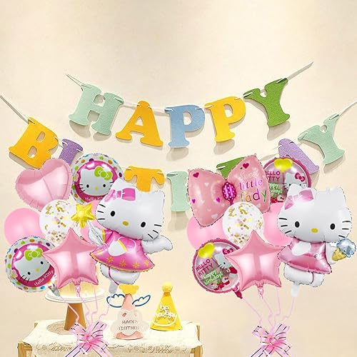 Miniatura 5 de 16 piezas de globos de cumpleaños kawaii, bonitos globos de fiesta para niños, suministros de fiesta temática de anime, globos de doble cara de