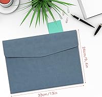 Vista 2 de Toplive Document File Folder, Waterproof Thin PU Leather A4 Envelope Folder File Document Organizer Storage Case, Filing Envelope Folder with Blue