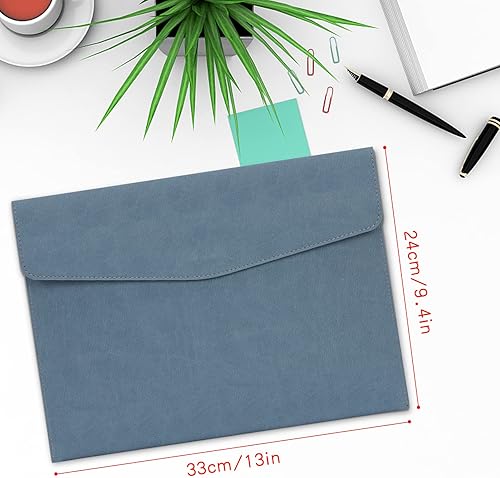 Vista 2 de Toplive Document File Folder, Waterproof Thin PU Leather A4 Envelope Folder File Document Organizer Storage Case, Filing Envelope Folder with Blue