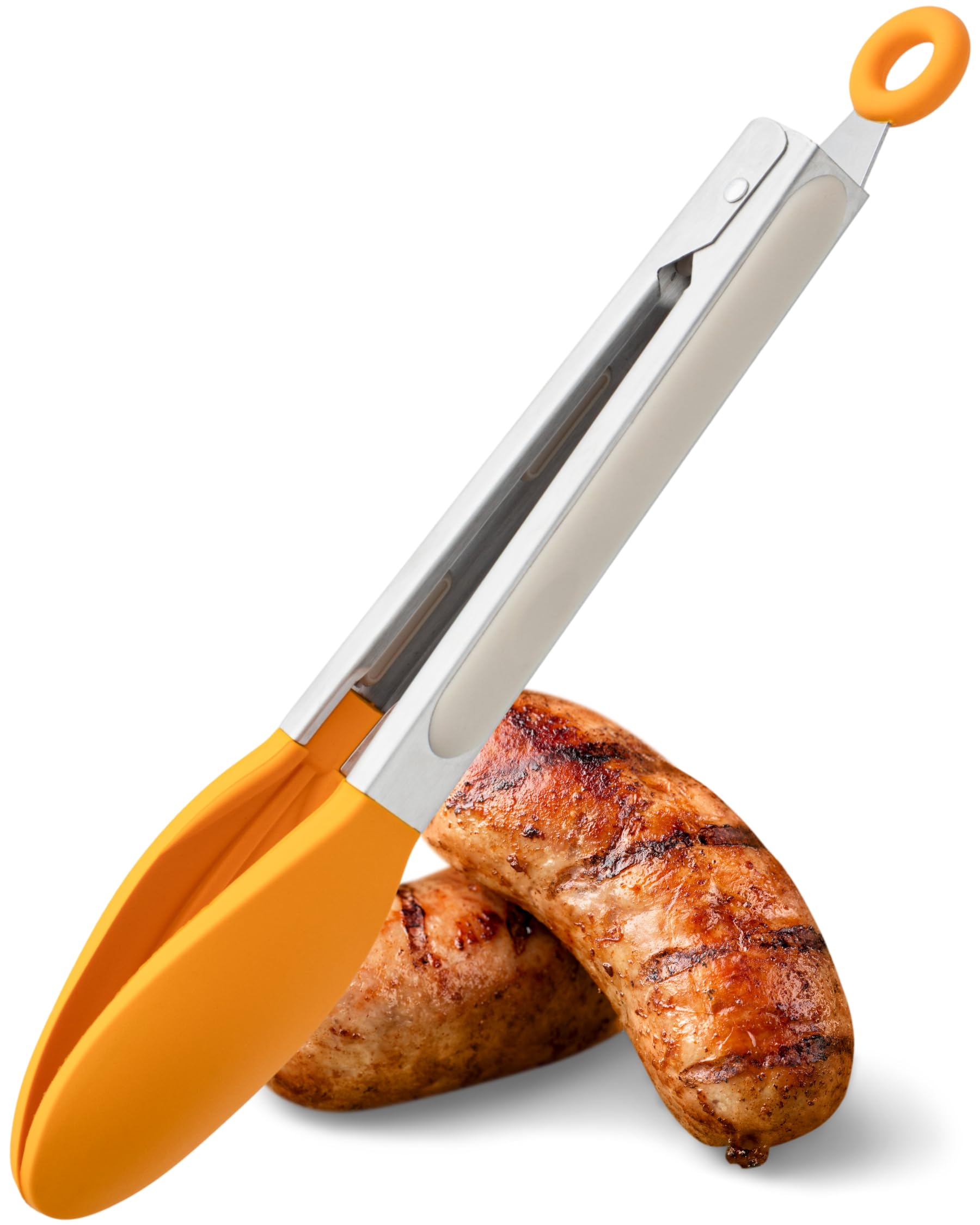 Taylors Eye Witness Large Steel Buttermilk & Saffron Silicone Tongs, Dishwasher Safe, Sturdy Build, Non-Scratch