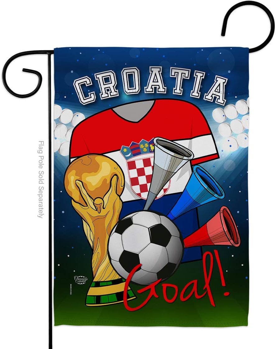 World Cup Croatia Soccer Burlap Garden Flag Sports Game Goal Ball Football Entertainment Activity Physical Small Decorative Gift Yard House Banner Double-Sided Made In USA 13 X 18.5