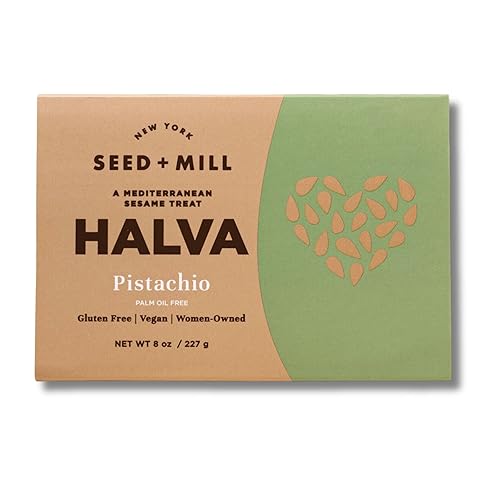 Seed + Mill - Halva - Pistacho - Vegano, Kosher y Sin Gluten; Disfruta de Este Dulce Suave, Similar al Fudge, Hecho de Pasta de Sésamo y Pistachos -