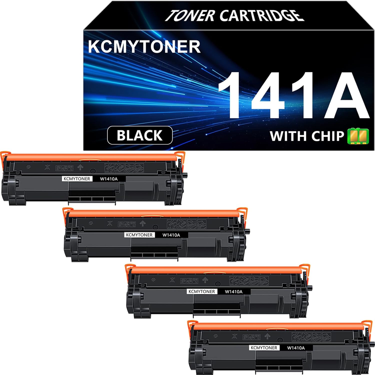 W1410a Compatible for HP 141A Toner Cartridge Black for LaserJet Pro M110w MFP M140w M139w(4 Pack)