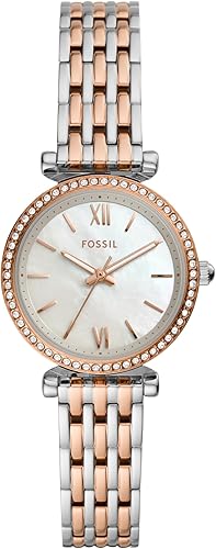Fossil Carlie - Reloj de cuarzo de acero inoxidable de tres manecillas para mujer
