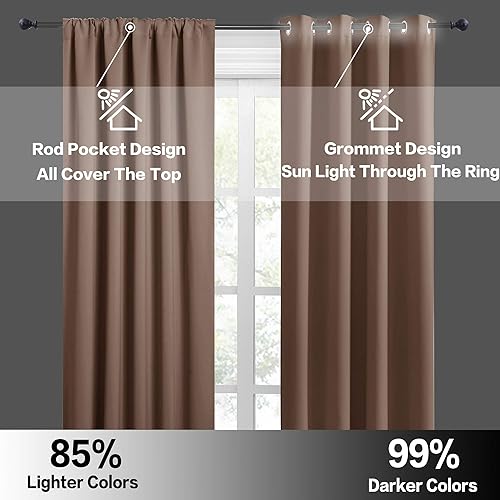 Miniatura 5 de RYB HOME - Cortinas largas con bloqueo de luz, paneles de tratamiento de ventana para oscurecer la habitación, persianas de protección solar UV para