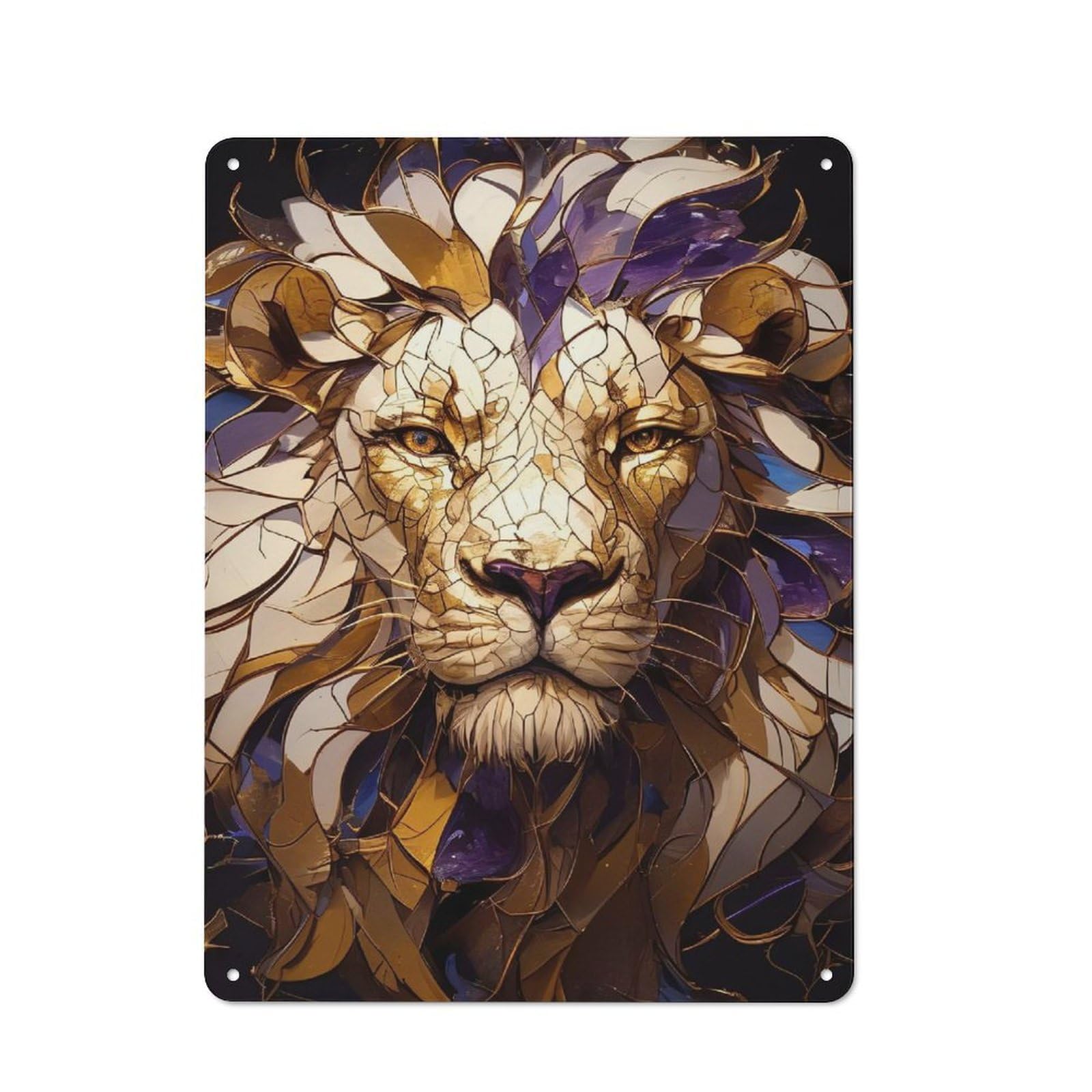 Junmoney Style-1 Shop Front Style Abstract Lion Portrait Cafe Metal Sign 40X30cm, Bistro Wall Plaque For Tea Room, Shop Wall Or Breakfast Area