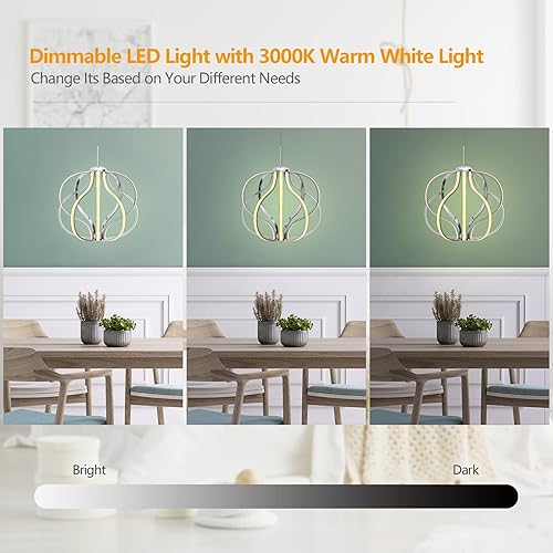 Miniatura 6 de Tangkula Candelabro LED moderno, lámpara colgante regulable con altura ajustable, lámpara de techo para dormitorio, sala de estar y comedor, LED