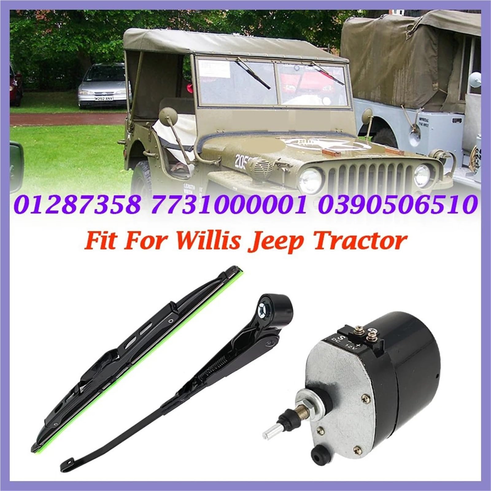 Heckwischermotor Passend für Willis, passend für Jeep Traktor 01287358 7731000001 0390506510 Universal-Scheibenwischermotor oder Arm mit Klinge(Only Motor)