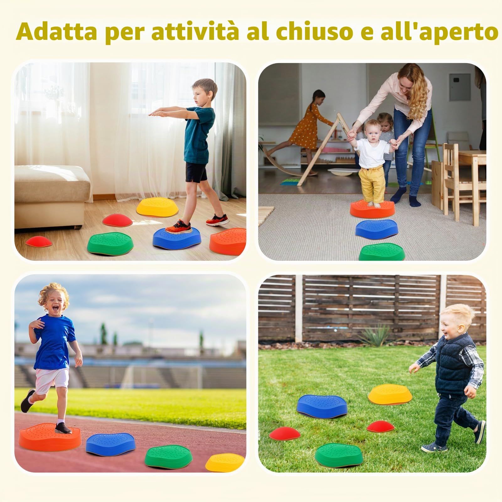 Pietre di Bilanciamento per Bambini, 6PCS Balance Board Bambini Impilabili e Antiscivolo, Promuovere l'equilibrio, Capacità Motorie e Coordinazione, Gioco Equilibrio per Ragazzi Ragazze 3+ Anni