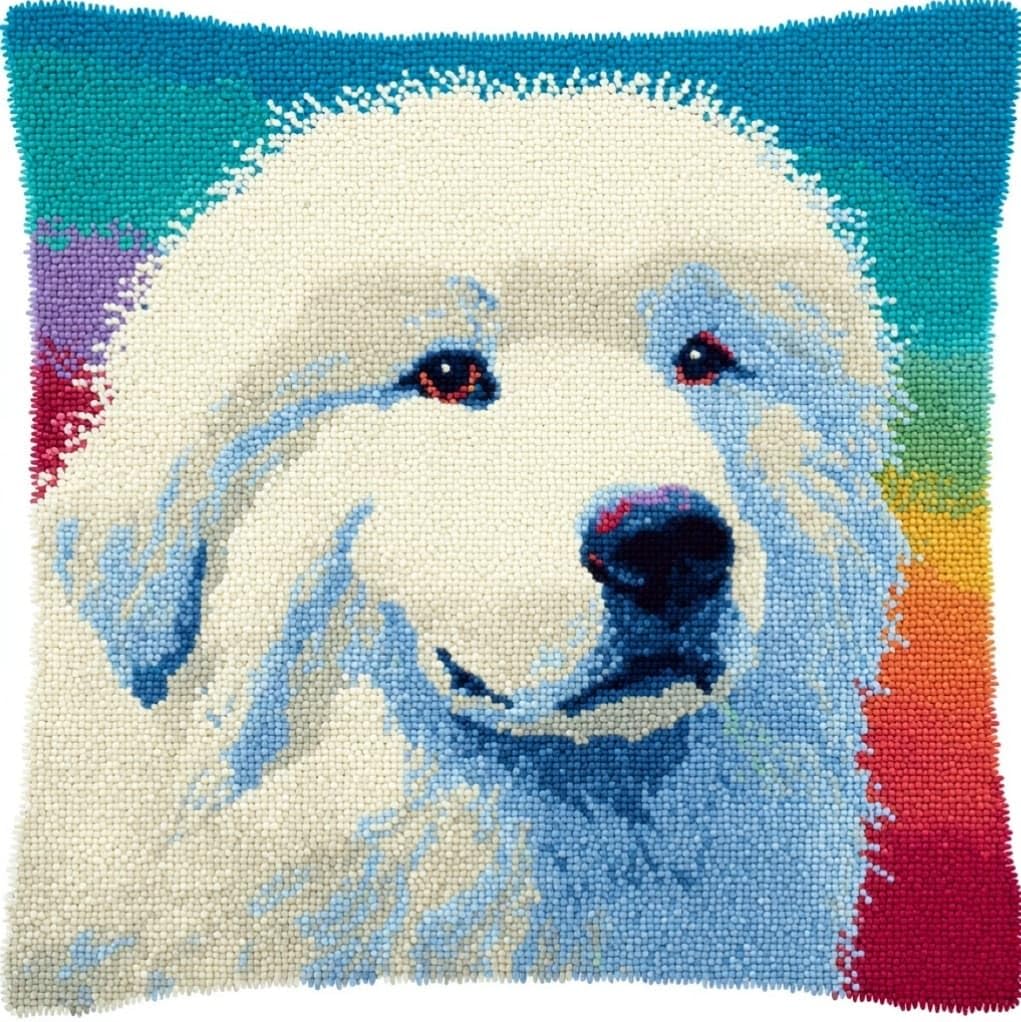 AxiangziK Latch Hook Pillow Kit,Great Pyrenees Dog