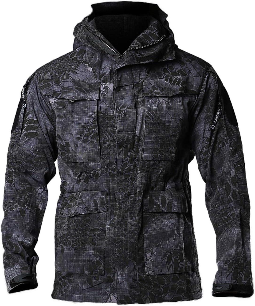 Men Outdoor Jacket Casual Tactical Waterproof Army Military Windbreaker Warm Long Sleeve Hooded Full Zip Up Rain Coat Winter Spring Autumn Fishing Camping Hiking Hunting