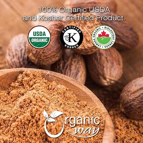 Miniatura 6 de Organic Way Polvo de nuez moscada molido prémium (Myristica fragrans) – Digestión saludable Certificado orgánico y Kosher Sin OMG y sin gluten