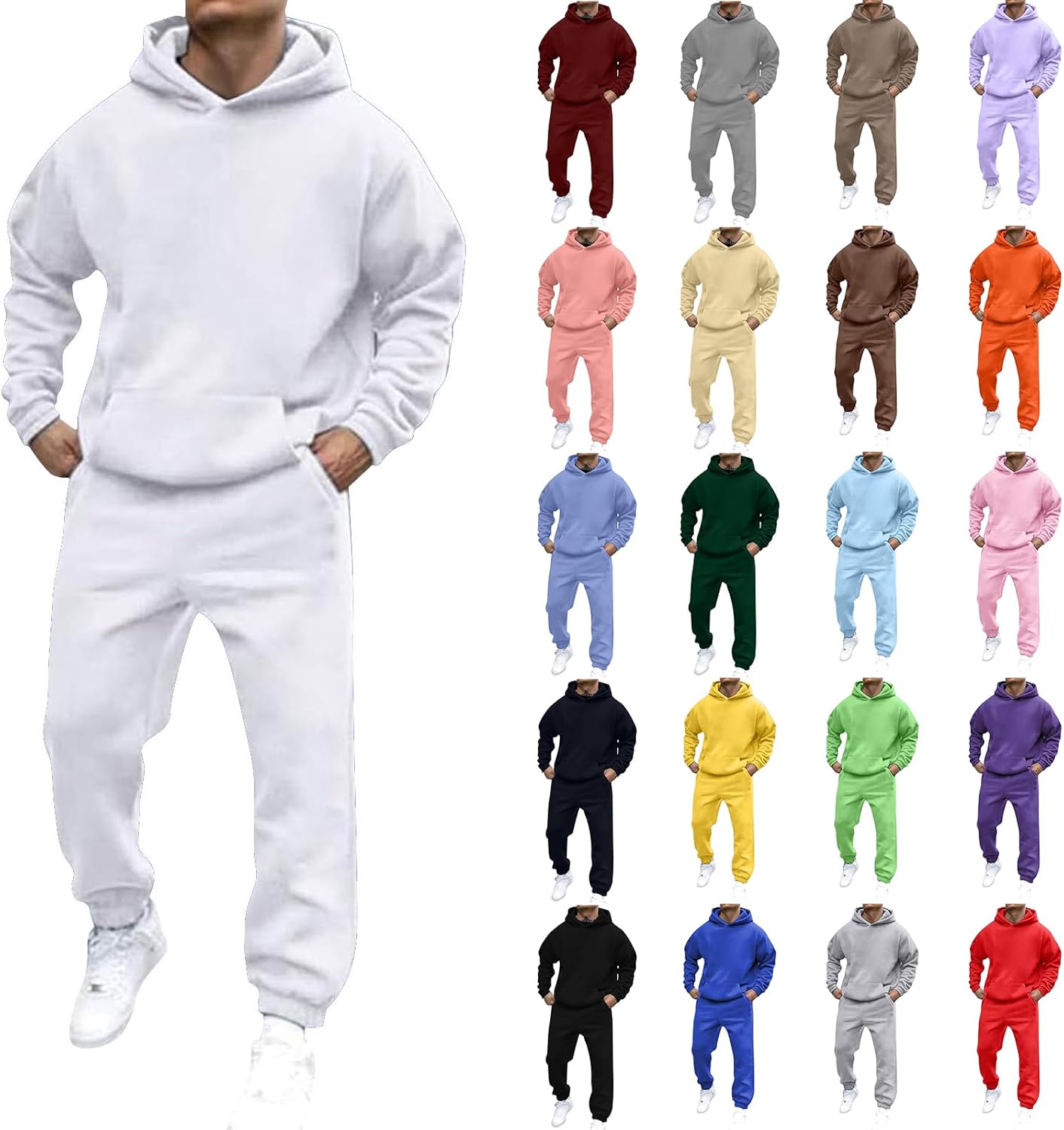 Mens Tracksuit 2 Pieces Set Palm Tree Printed Hoodie Sweatsuit Athletic Jogging Suits Casual Travel Holiday Outfits