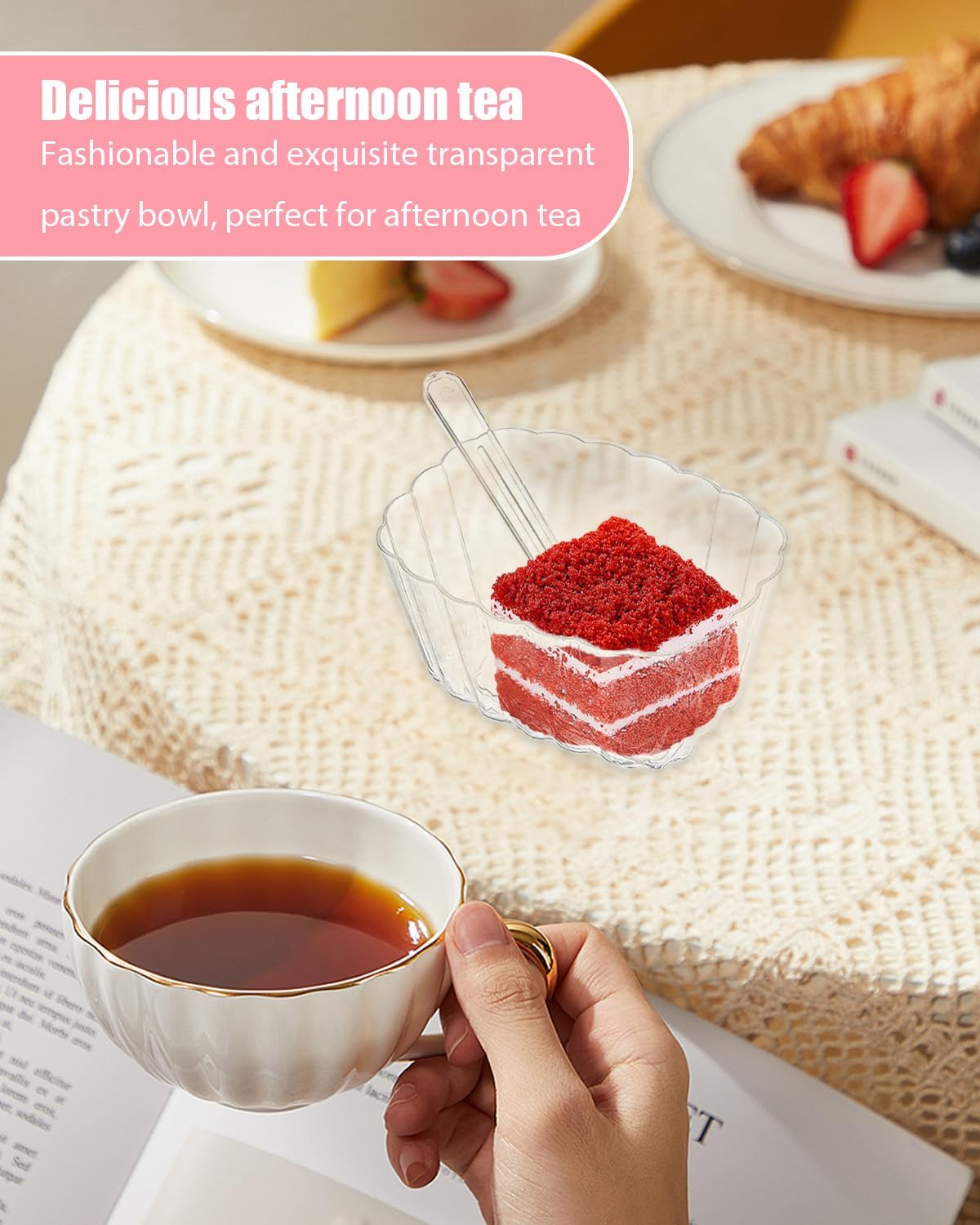Dessert Bowls, 100 Pack 5 Oz Disposable Parfait Cups With Spoons Clear Plastic Dessert Cups For Desserts, Appetizers, Puddings, Fruits, Party