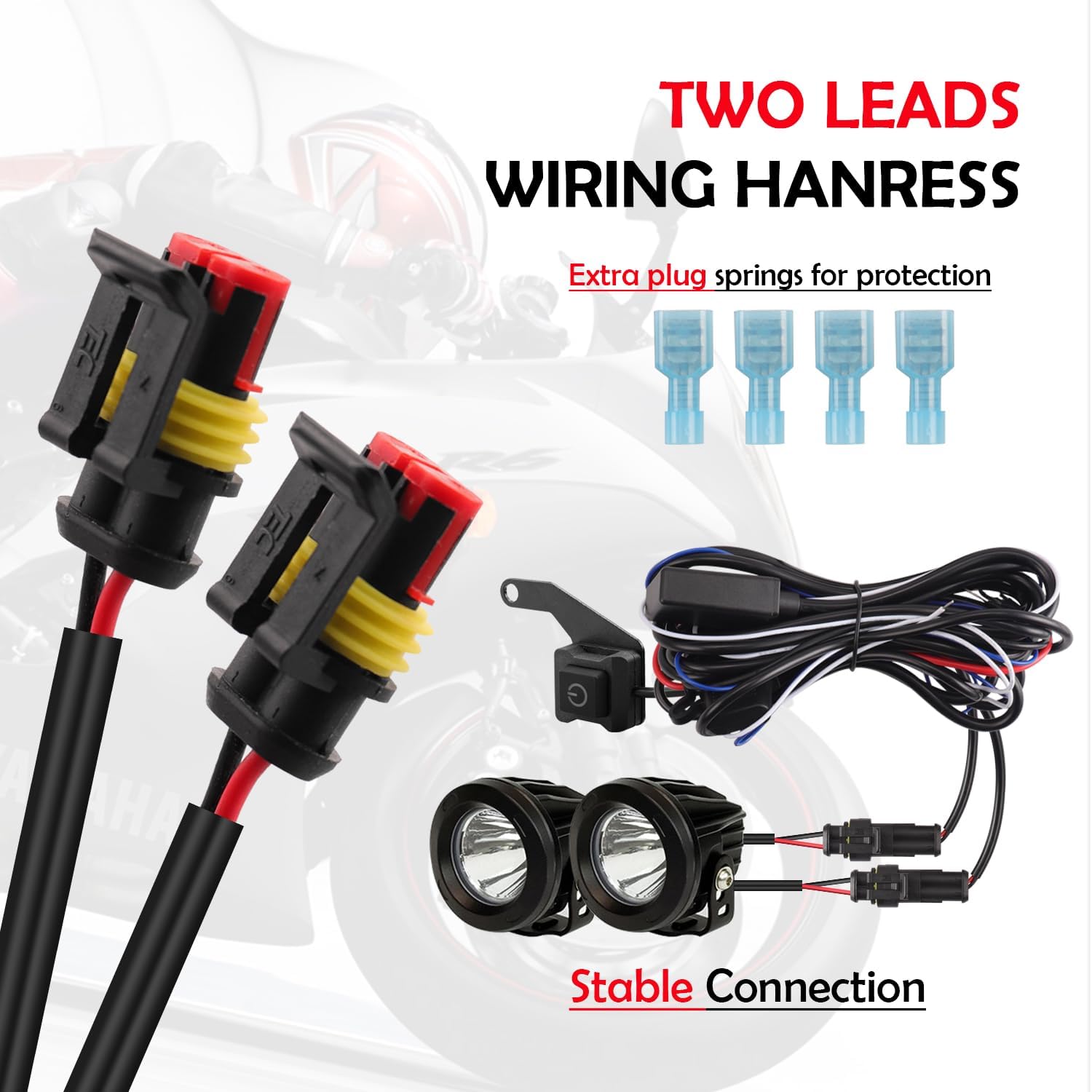 Erato Kit cablaggio luci LED per moto 12V 2 cavi Interruttore on/off Fusibili a lama 10A 15A Relè 40A per fendinebbia Barra luminosa Luci di guida Luci di lavoro ausiliarie